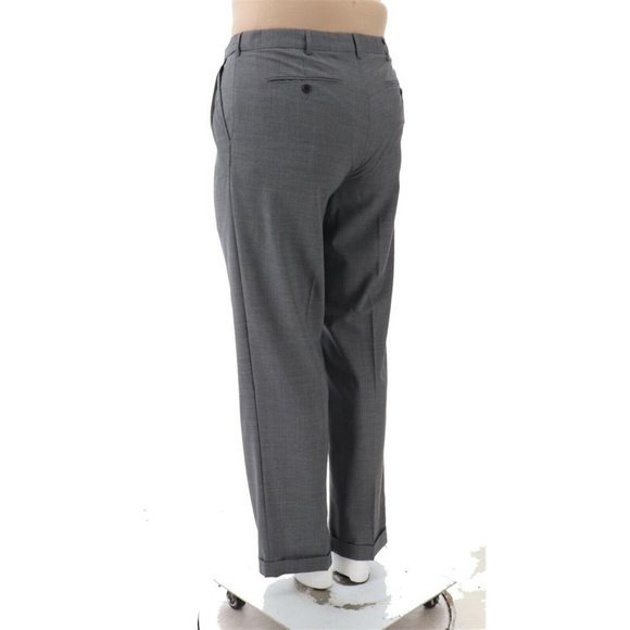 NWT LANDS' END TALL YEAR ROUNDER PLAIN FRONT CW WOOL PANTS DARK CHARCOAL 42T - Picture 4 of 7